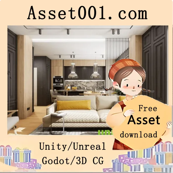 高质量完整公寓场景包，含80个不同物体（客厅+厨房+卧室），支持UE 4.27-5.2烘焙GI及UE 5.2 Lumen设置|Archviz Interior vol.3 v4.27+