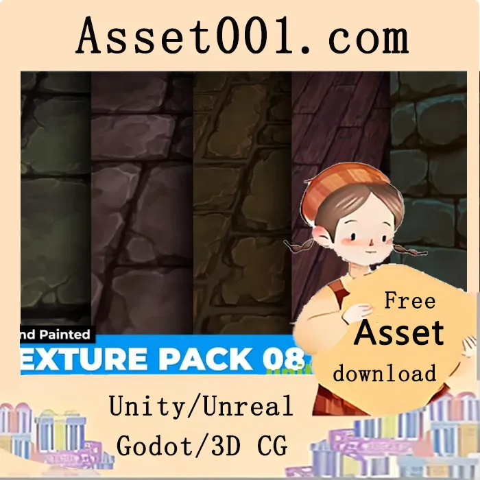 手绘石木纹理包（8组）——完美可拼接，512x512 PNG格式|Stone Timber Texture Pack 08 Hand Painted v1.0