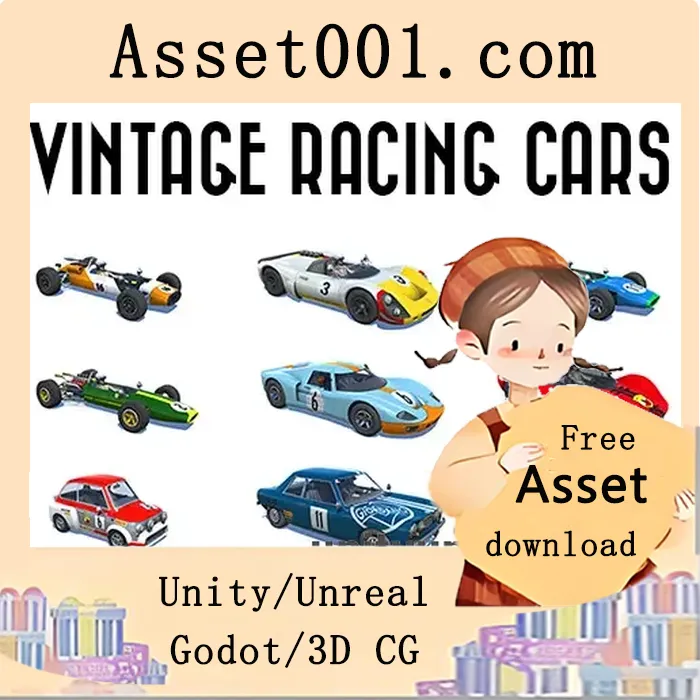 复古赛车包：9辆60年代经典赛车高清模型，含完整贴图与PSD源文件|Vintage Racing Cars Pack v1.0