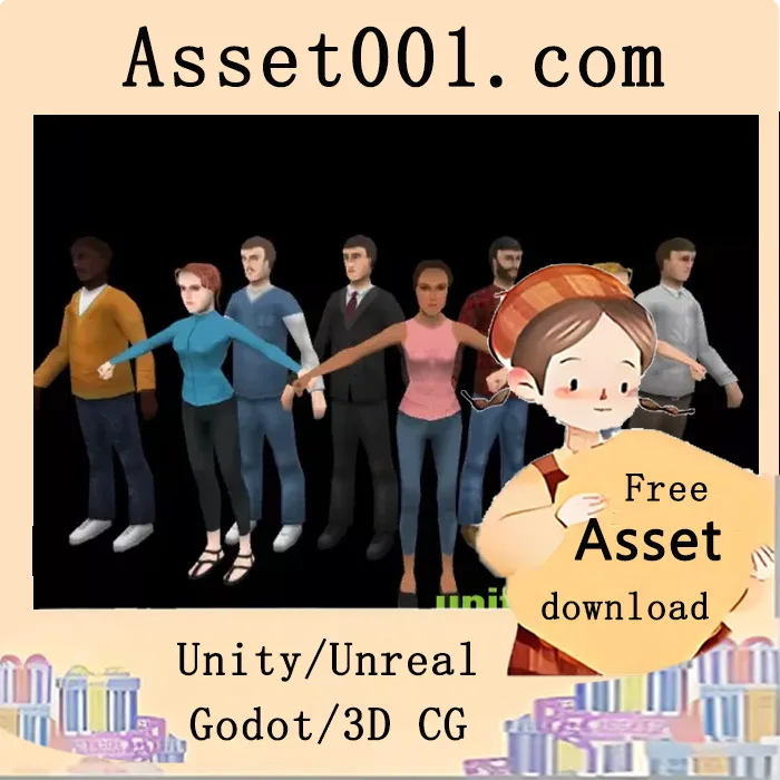 低多边形平民角色包：包含23种动画的高效移动端角色资源|Low Poly Civilian Character Pack v1.0