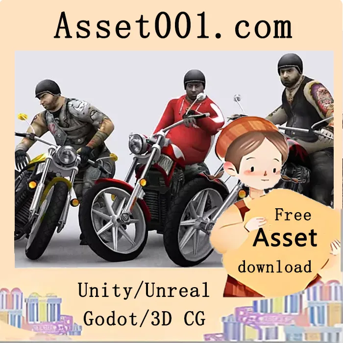 3D摩托骑行包：包含2款摩托车模型、10套皮肤及28个驾驶特技动画|Motorbikes Package animated v1.121
