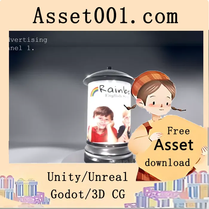 3D广告面板模型 | 预制旋转动画 | 适用于游戏与3D项目 | 彩虹英语学校出品|Advertising Panel 1 v1.0