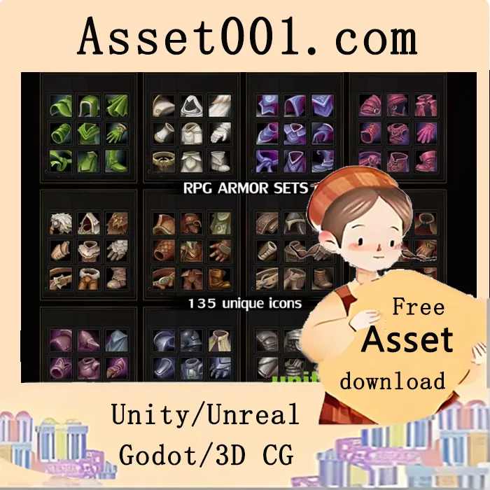 135款手绘奇幻风格防具图标资源包（256x256 PNG，透明及黑色背景）|RPG Armor Sets v1.0