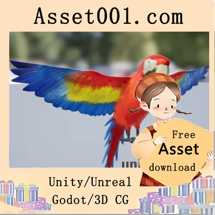 Unity商城推荐：34种动画的PBR材质绿鹦鹉角色包（含AI系统）|Medhue Parrot v4.26-4.27+