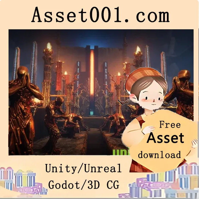 4K PBR风格阴森建筑细节资产包，打造沉浸式恐怖环境|Grim temple v4.25-4.27+