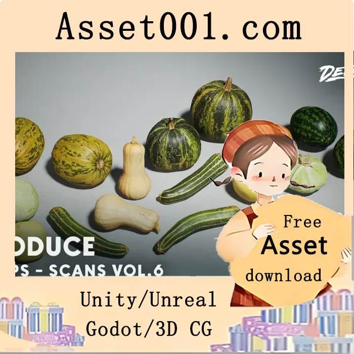 Unreal Engine 5 全面支持 Nanite 与 Lumen 的高质量场景资源包（含35个模型，支持4K材质与动态材质控制）|Scans VOL.6 - Produce (Nanite + Mid Poly + Low Poly) 5.5+