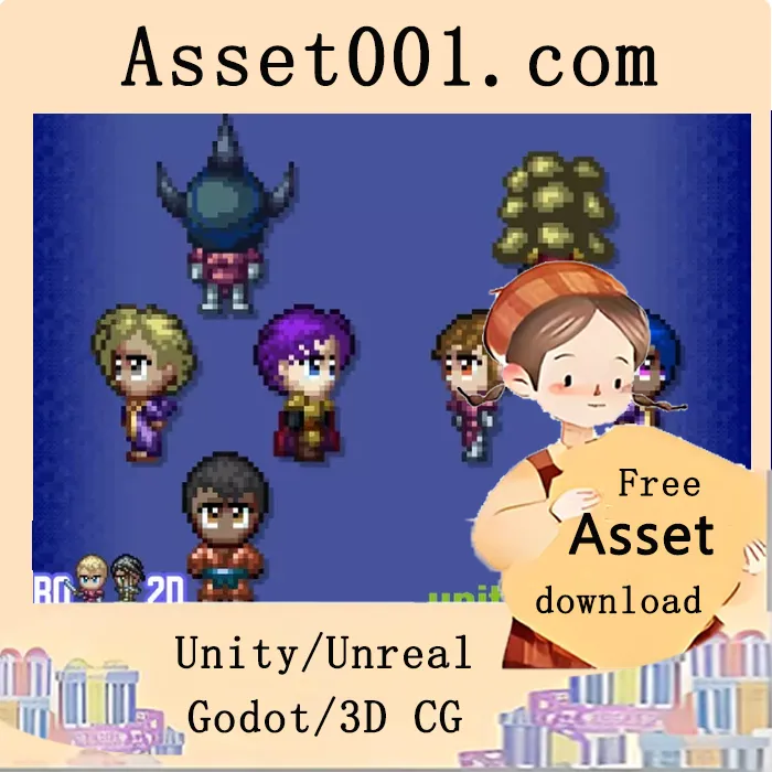 复古2D像素角色包：包含男女角色、多种服装发型及23种动画的16位风格角色资源|Retro 2D Characters v1.10