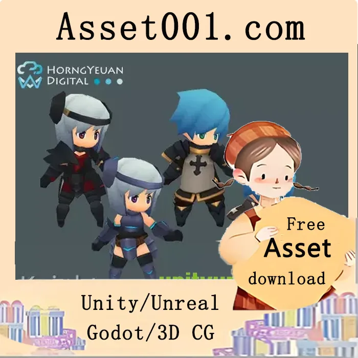 3D中世纪骑士模型包（男女性）|Toon Knights (Male + Female) v1.0