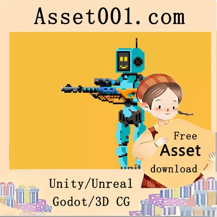 像素机器人2D射击游戏资产包：含4种武器及可变弹药|Pixel Robot v1.0.0