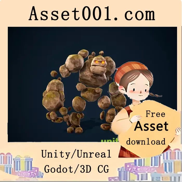 Unity中包含9个动画的石像怪模型资源详情|Enemy Golem v1.0.0 (05 Feb 2026)