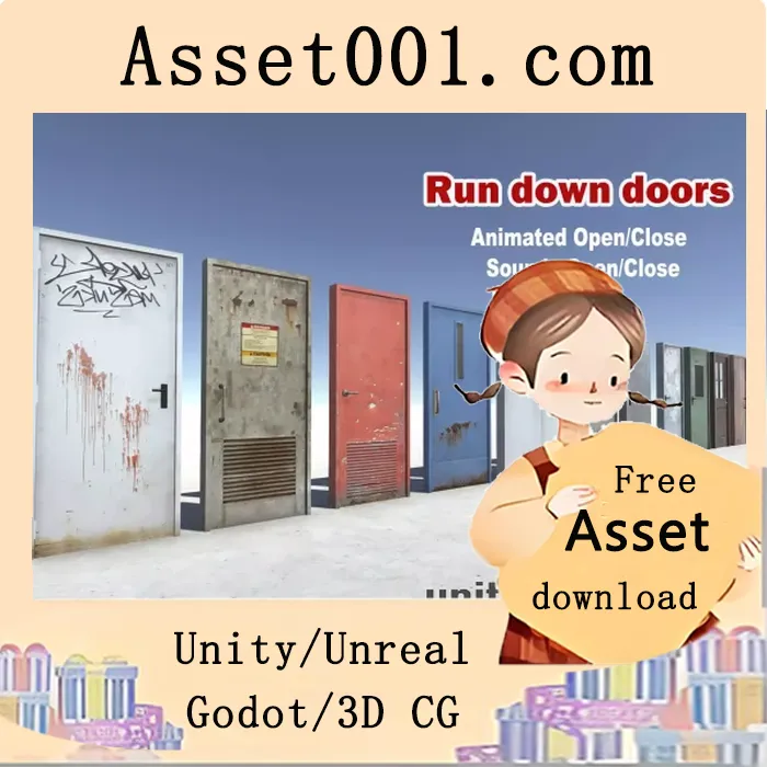 低多边形跑下式门模型集合（含10种声音，支持VR）|Run down doors v1.2