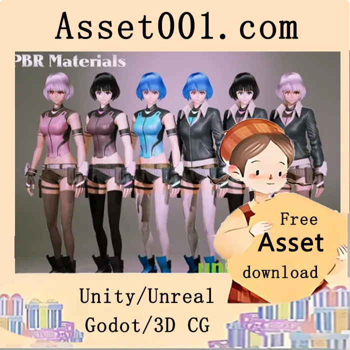 UE5引擎兼容的科幻枪手少女角色模型（含多种皮肤与材质版本）|Stylized Female Character - JaneDoe v5.0-5.2+