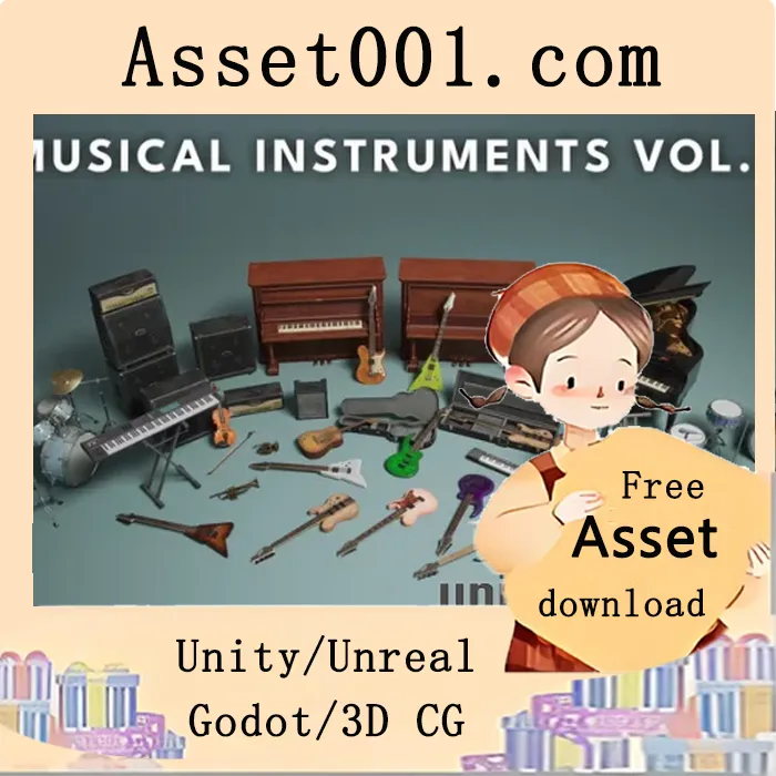 Unreal Engine 5 高品质音乐乐器资源包：支持Nanite与低模版本|Musical Instruments VOL.1 (Nanite and Low Poly) v5.1-5.2+