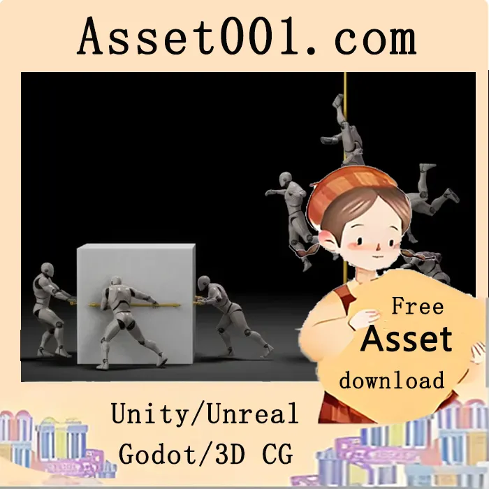 Unreal引擎第三方人物动画包：43个攀爬与搬运重物第三人称冒险动画|Adventures of climbing poles and moving heavy objects