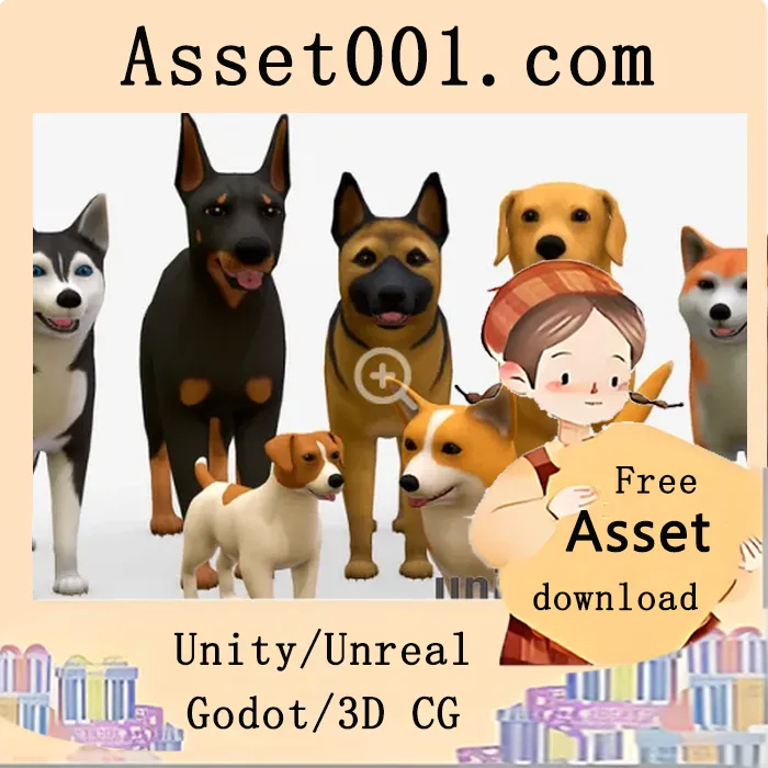 Toon Dogs资源包详解：6000-7000三角面、49个骨骼及68种动画示例|Toon Dogs pack (UE) v4.20+