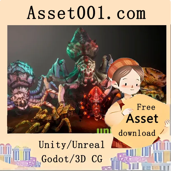 UE蜘蛛动画资源包包含三款独特模型、六种材质及十三个动画文件|Spiders pack (UE) v4.23+