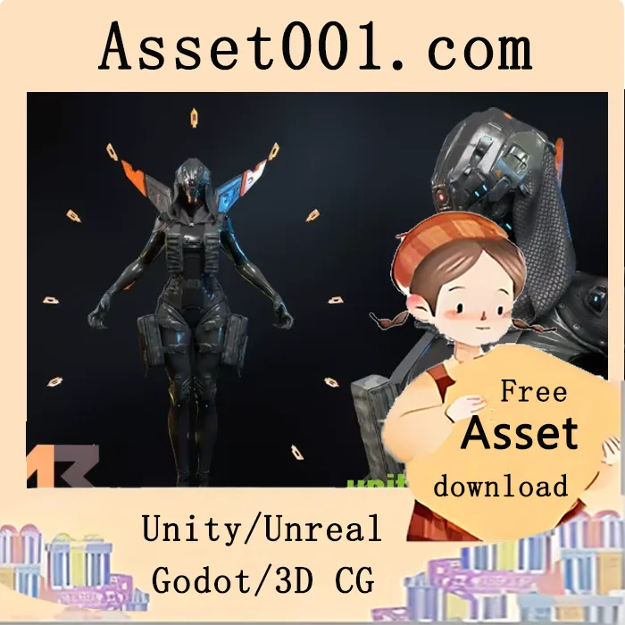 科幻射击游戏专用巫师角色模型资源包（含PBR材质与标准人形骨架）|Sci-Fi Character 04 (Witch) v1.0