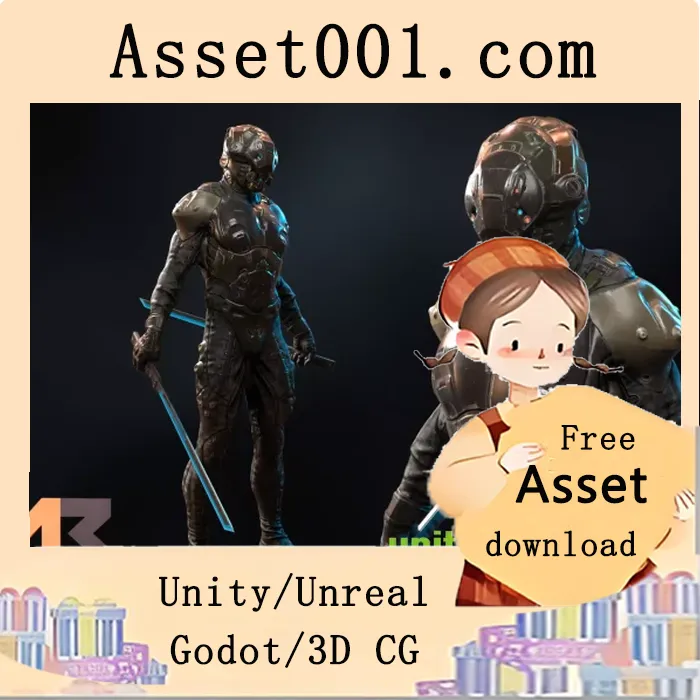 科幻射击游戏专用角色模型及PBR材质详解|Sci Fi Character 01 (Shadow) v1.0