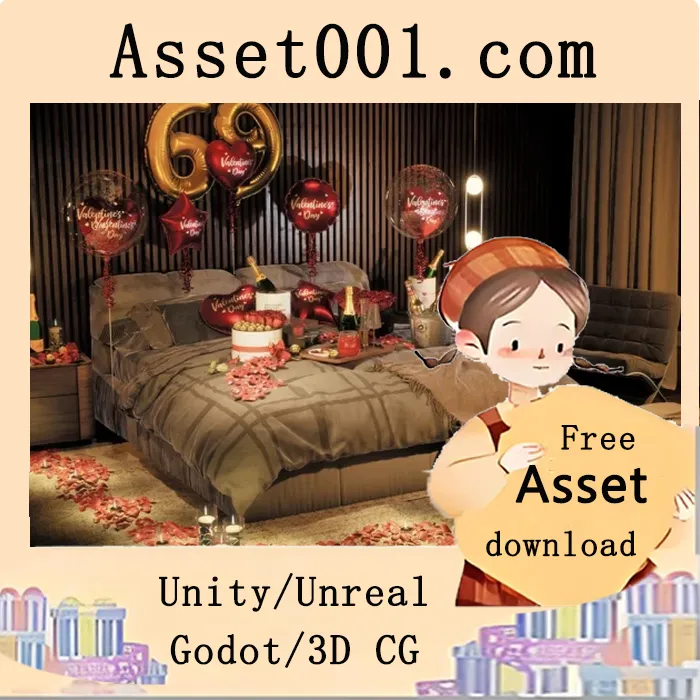 Unity情人节主题资源包：发光心形、节日气球与浪漫场景素材|Valentine's Day 4.25+