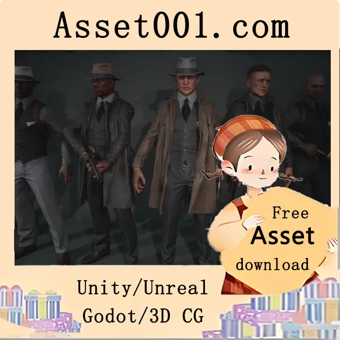 UE角色包：支持APEX布料系统，兼容UE人形架，含武器资产|Noir/Mafia Characters