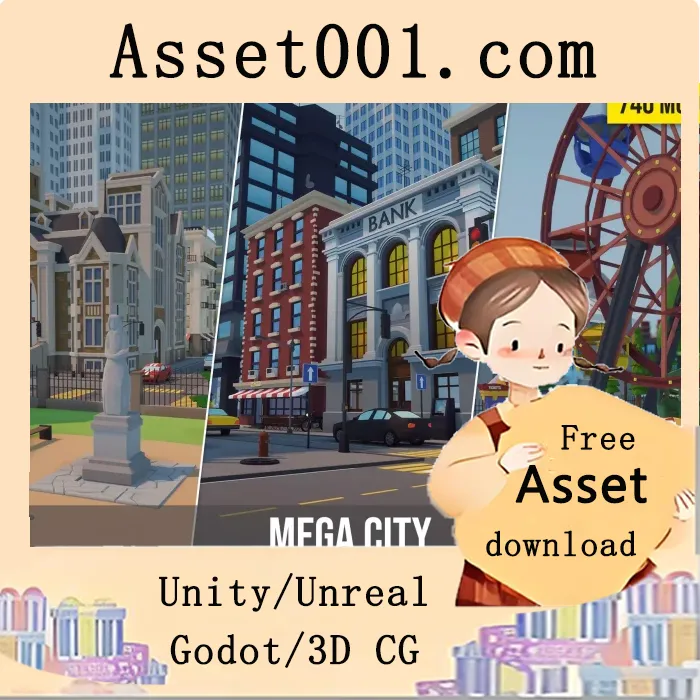 基于Unity的低多边形大型城市模块化包，打造可探索的开放世界城市|Low Poly Mega City v1.02