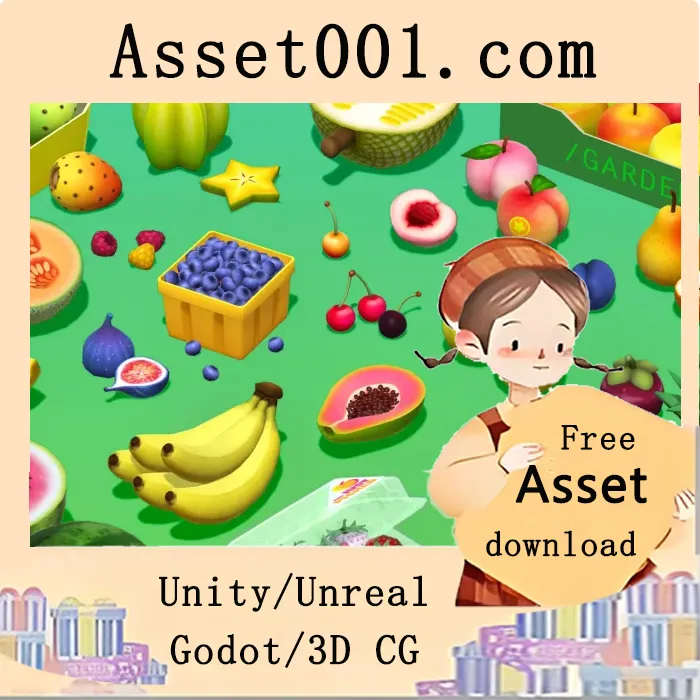 300+水果预制体资源包：低多边形、手绘纹理、支持URP的移动端友好资源|Fruit Market v3.1.0