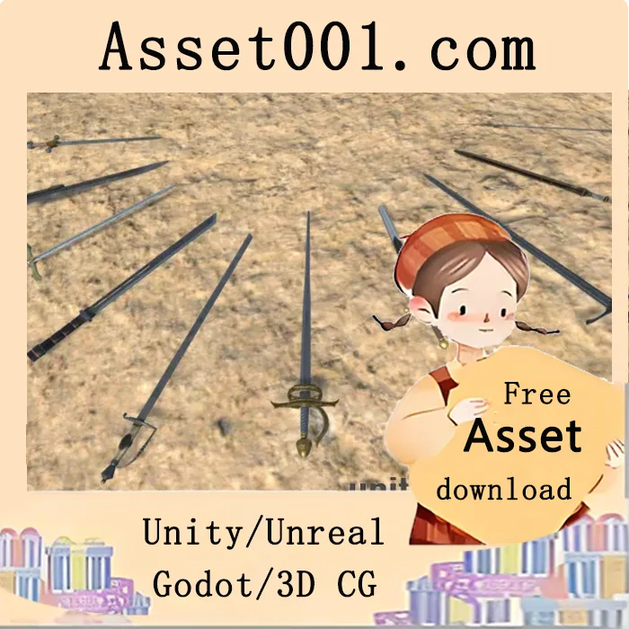 高品质PBR剑具包，适用于RPG游戏的10把剑模型及材质资源|PBR sword pack 1 v1.0