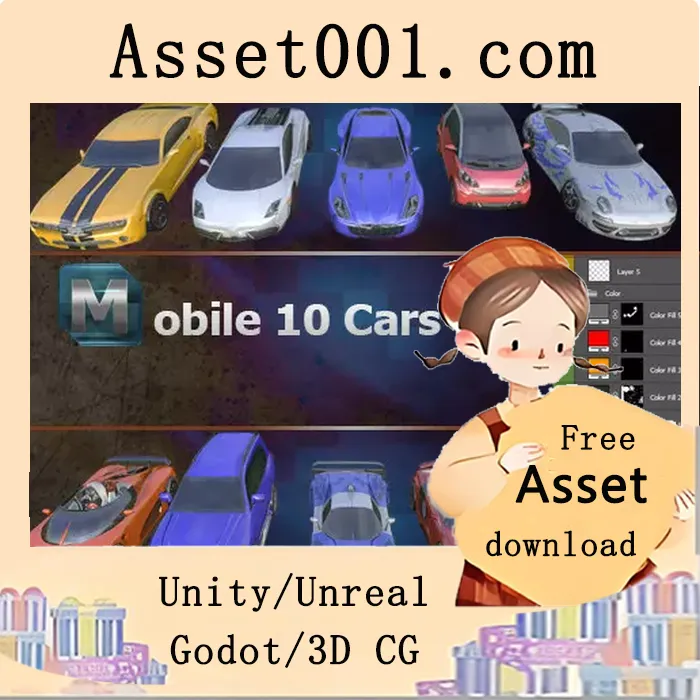 Unity移动平台10款低多边形汽车模型资源详解|Mobile 10 Cars v1.2