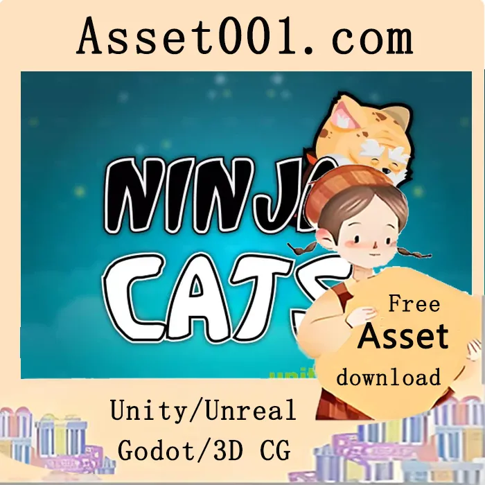 2D忍者猫角色集（Spine）——包含4个独特角色及29动画的矢量资源包|2D Ninja Cats Character Set (Spine) v1.0