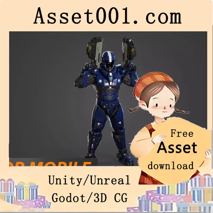 Unity资产商店：适用于移动设备的低多边形科幻风格圣殿骑士角色（带可拆卸盔甲、双武器及33种动画）|Animated Low Poly Paladin (For Mobile) v1.0