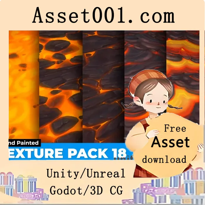 手工绘制的18套可无缝拼接熔岩岩石纹理包|Lava Texture Pack 18 Hand Painted v1.0