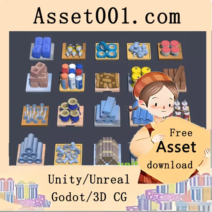 stylized construction game 资源包（33个预制件，包含PBR金属-粗糙贴图，512x512分辨率，平均多边形数约600）|Resources Vol.1 - Construction v1.0