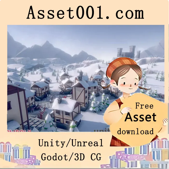 低多边形风格冬季环境资产包：快速构建雪乡村落与极地地形|Lowpoly Style Winter Environment v1.0