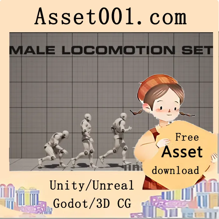 Unity男性角色动态行走动画包：支持多种移动姿态的完整动作集|Male Locomotion Set v5.0-5.3+