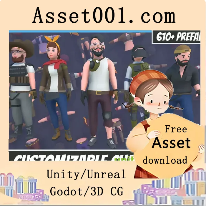 可自定义的3D生存角色套装（含588个模块化部件）|Customizable 3D Survival Characters Vol 2 v1.0