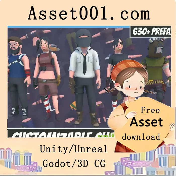 支持607个模块化部件的3D生存角色自定义系统|Customizable 3D Survival Characters Vol 1 v1.0