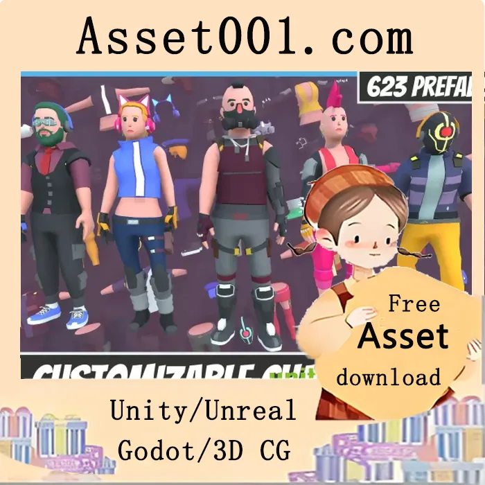 可自定义的3D赛博朋克角色包（含593个模块化部件）|Customizable 3D Cyberpunk Characters Vol 2 v1.0