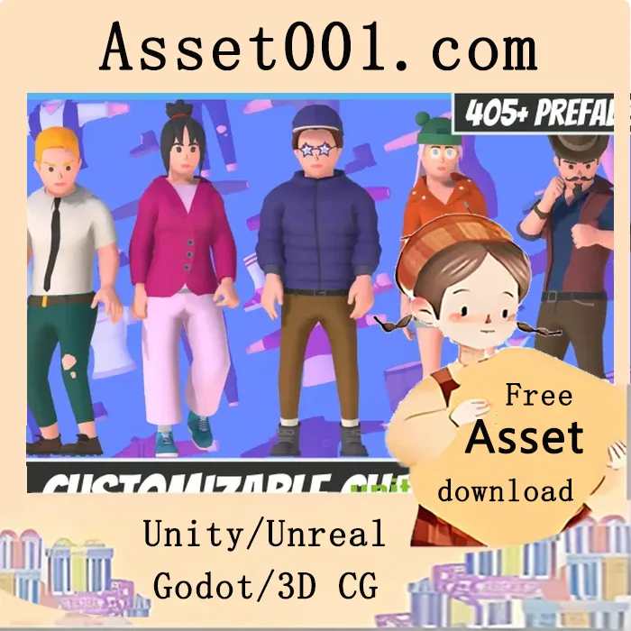 可定制3D城市人物套装 Vol.2|Customizable 3D City Characters Vol 2 v1.0