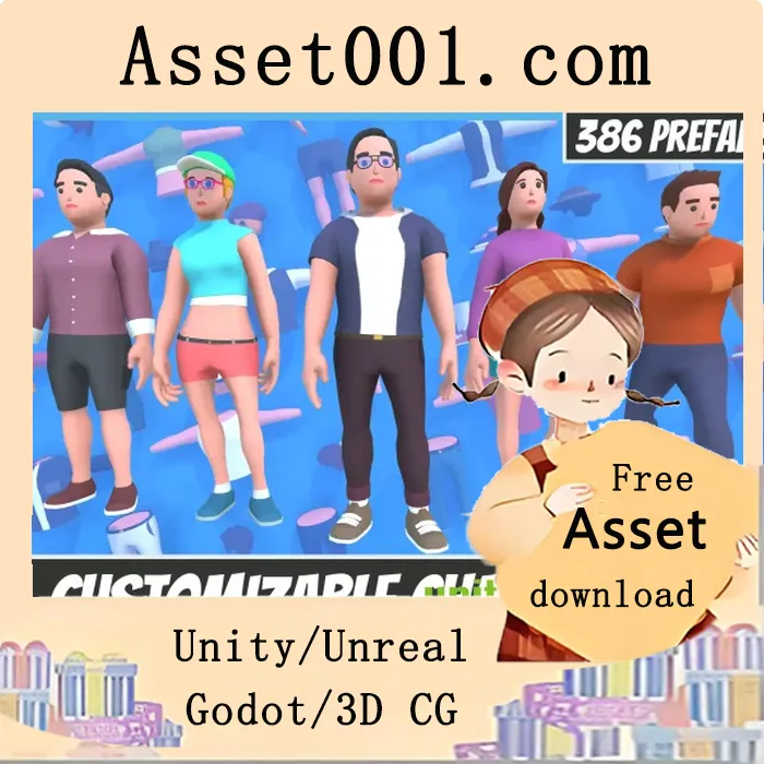 支持386个模块化部件的3D角色自定义系统|Customizable 3D Characters Vol 1 v1.0