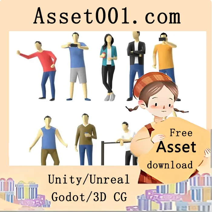 低多边形站立观众人物包|Low Poly Human - Standing Audience Pack