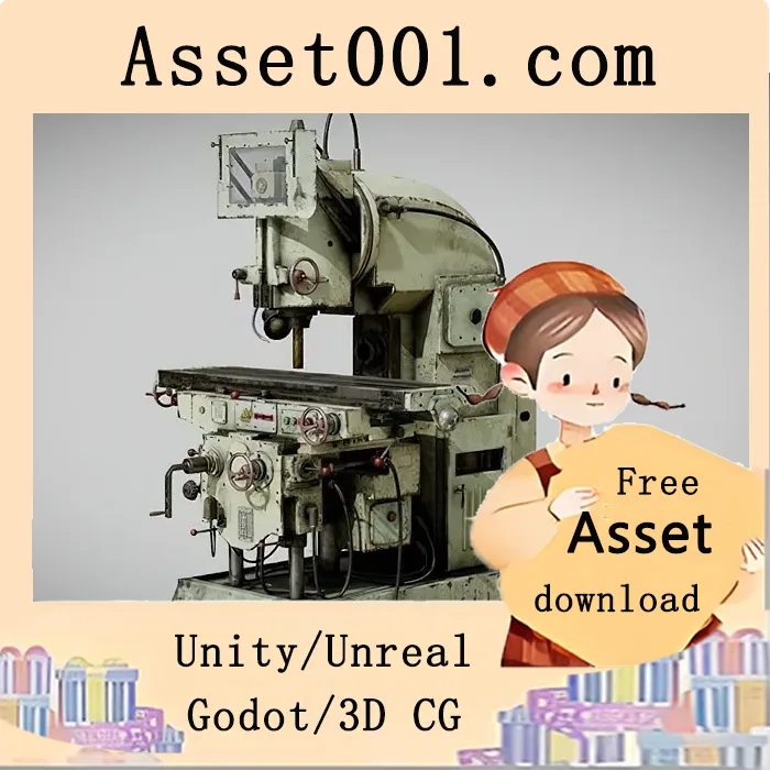 工业铣床02模型：支持BLEND与GLTF格式的高精度3D工业设备模型|Industrial Milling Machine 02