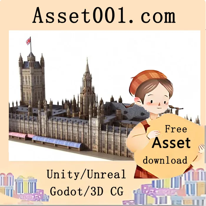 伦敦西敏寺议会大厦3D模型：适用于历史还原与大型城市环境的建筑资产|House of Parliaments (Westminster Palace), London