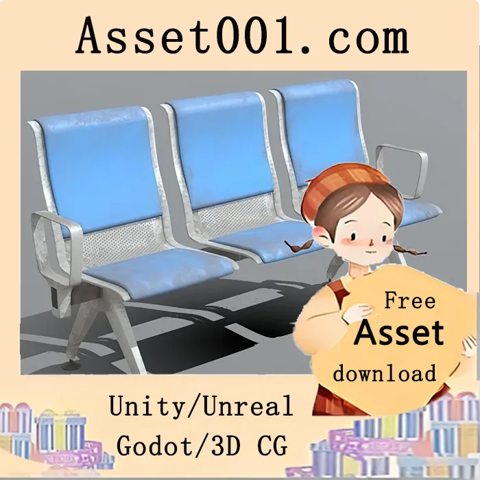 脏乱医院长椅3D模型：适用于环境叙事的工业风座椅资产|Dirty Hospital Bench 1