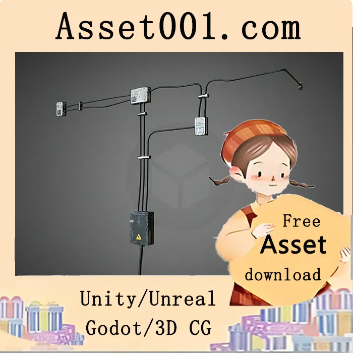 三维电缆系统模型：包含多个电气箱的高细节实用设计|Cable with electrical boxes