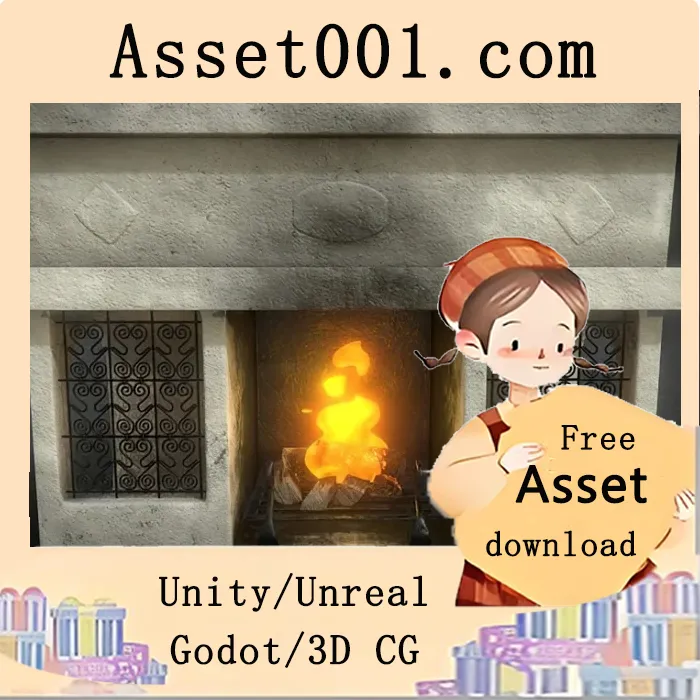 带火焰动画的砖砌壁炉3D模型|Bricked Fireplace With Fire (Timeframe) ANIMATED