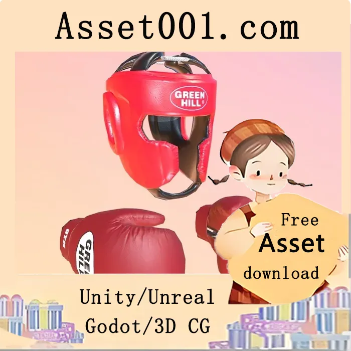 3D拳击装备模型：头盔与拳套，适用于体育模拟与动画场景|Boxing Equipment Helmet And Gloves