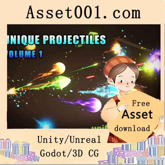 30种风格化弹幕特效包：包含法术、子弹、火球、暗魔法、箭矢等，支持PC/移动/2D平台及HDRP/URP/SRP渲染管线|Unique Projectiles Volume 1 v1.8.1