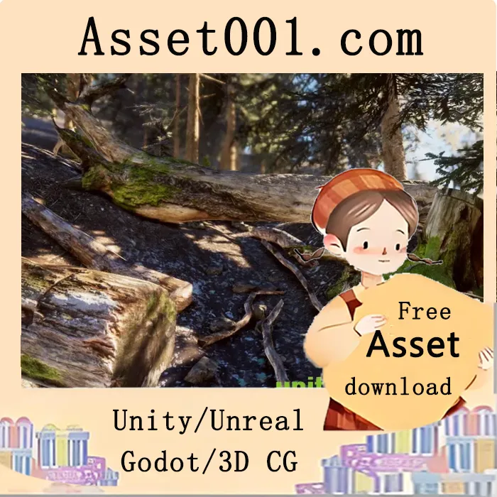 山林场景资源包：支持HDRP与URP的树干、根系及木材模型集|Mountain Forest Trunks and Roots v1.3.1