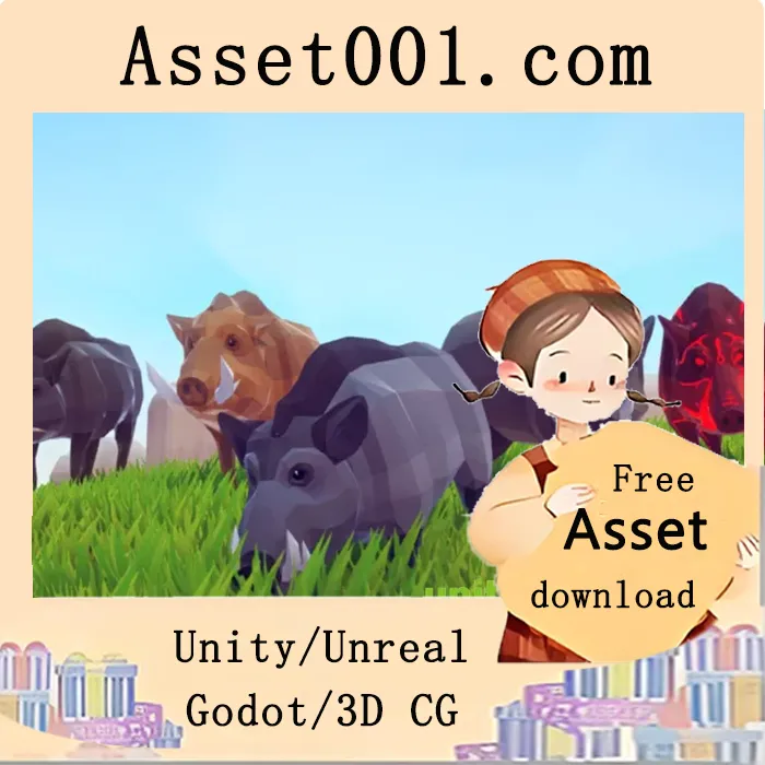 低多边形环境中的野生动物补充：免费赠送野猪模型资源|Poly Art: Boars v3.4