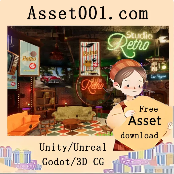 Unity商店收录的复古电视工作室场景包：含70多个游戏级道具和示例场景|Retro Studio v1.0